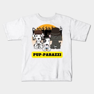 Pup-parazzi crowd - dalmatian bull terrier and black sheepdog Kids T-Shirt